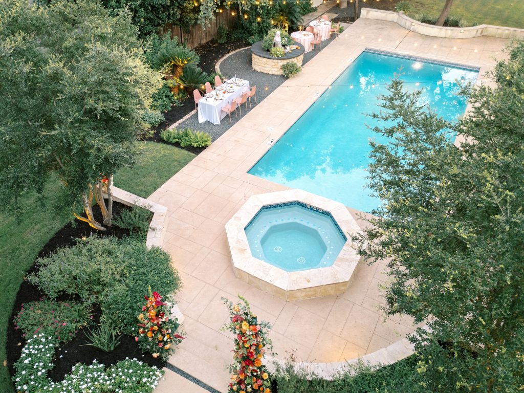 Perfect pool and courtyard for an intimate wedding